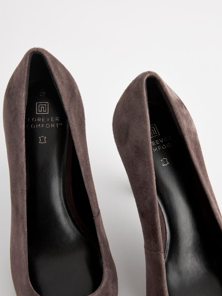 Chocolate Brown Forever Comfort® Leather Chisel Toe Heel Court Shoes - Image 8 of 8