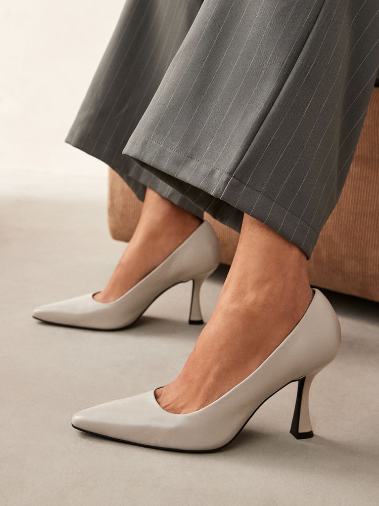 Bone White Forever Comfort® Leather Chisel Toe Heel Court Shoes - Image 2 of 7