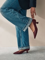 Burgundy Standard/Wide Fit Forever Comfort® Kitten Heel Court Shoes - Image 1 of 7