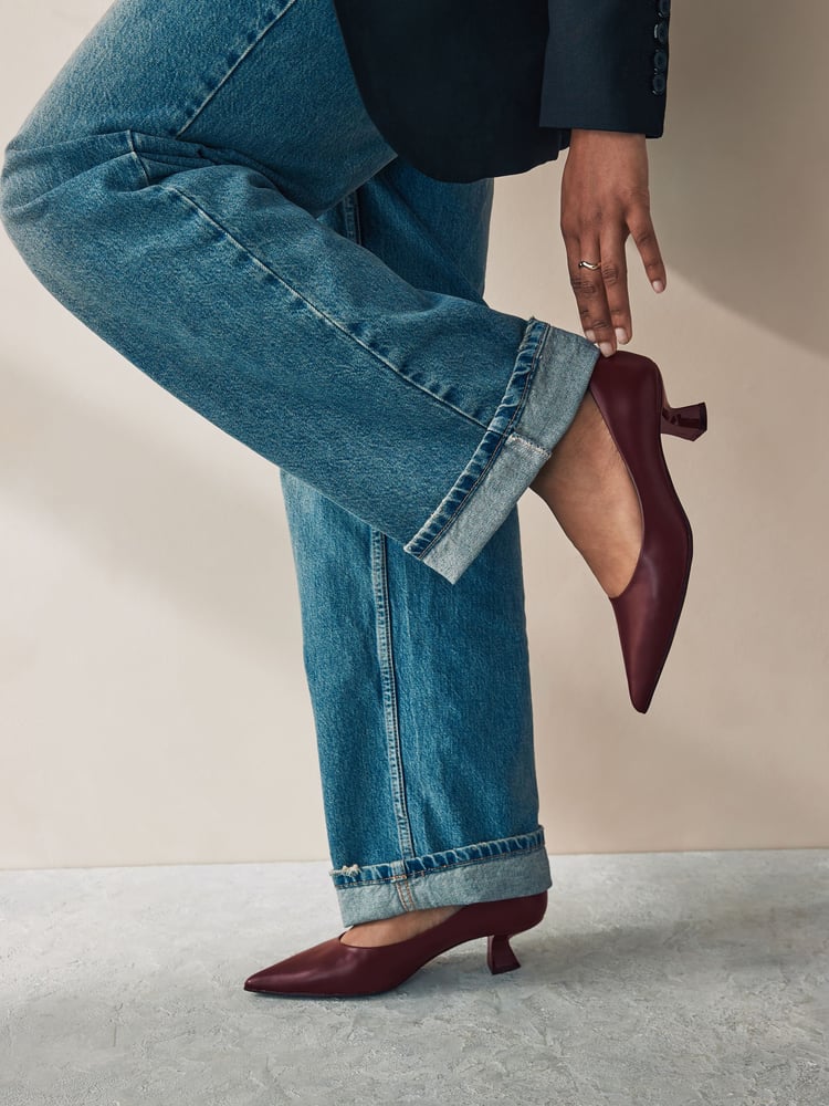 Burgundy Standard/Wide Fit Forever Comfort® Kitten Heel Court Shoes - Image 1 of 7