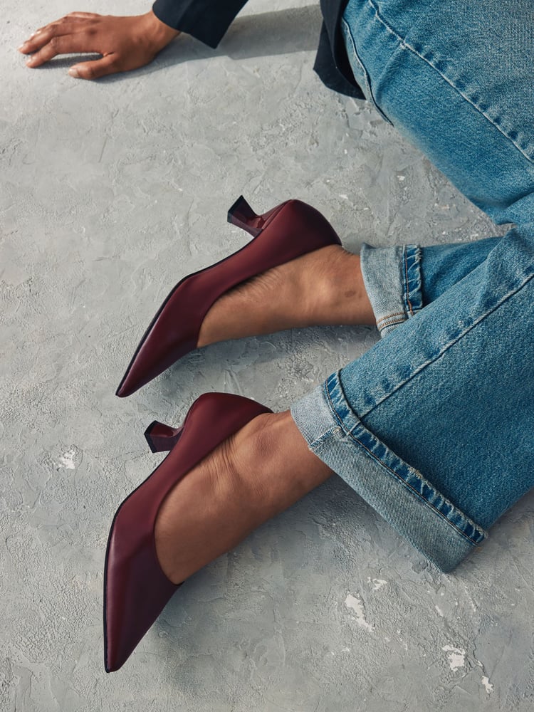 Burgundy Standard/Wide Fit Forever Comfort® Kitten Heel Court Shoes - Image 2 of 7