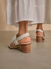 White Forever Comfort® Weave Square Toe Block Sandals - Image 4 of 9