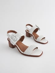 White Forever Comfort® Weave Square Toe Block Sandals - Image 5 of 9