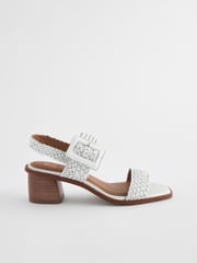 White Forever Comfort® Weave Square Toe Block Sandals - Image 6 of 9