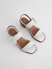 White Forever Comfort® Weave Square Toe Block Sandals - Image 7 of 9