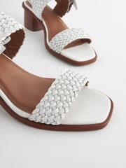 White Forever Comfort® Weave Square Toe Block Sandals - Image 8 of 9