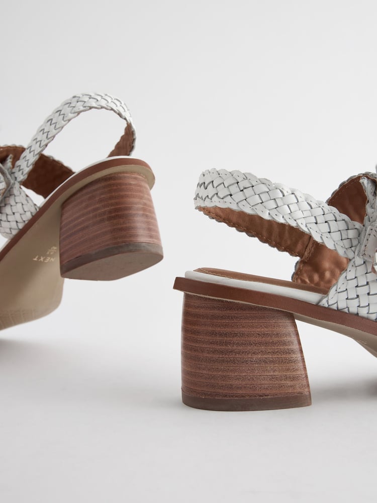 White Forever Comfort® Weave Square Toe Block Sandals - Image 9 of 9