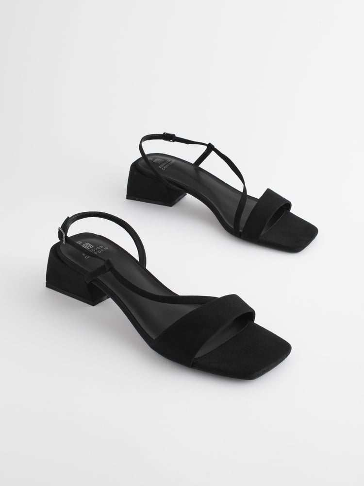 Black Forever Comfort® Flare Block Sandals - Image 1 of 8