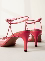 Red Premium Leather Strappy High Heel Sandals - Image 10 of 11