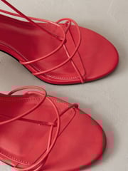 Red Premium Leather Strappy High Heel Sandals - Image 11 of 11