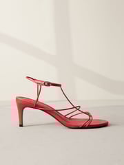 Red Premium Leather Strappy High Heel Sandals - Image 7 of 11