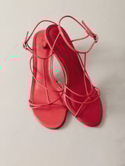 Red Premium Leather Strappy High Heel Sandals - Image 8 of 11
