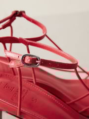 Red Premium Leather Strappy High Heel Sandals - Image 9 of 11