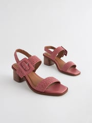 Pink Forever Comfort® Weave Square Toe Block Sandals - Image 1 of 5
