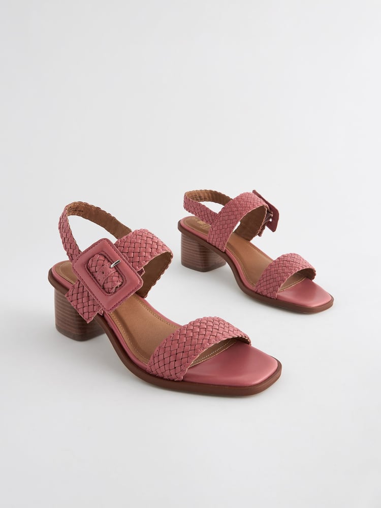 Pink Forever Comfort® Weave Square Toe Block Sandals - Image 1 of 5