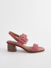 Pink Forever Comfort® Weave Square Toe Block Sandals - Image 2 of 5