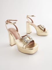Gold Forever Comfort® Jewel Platform Sandals - Image 5 of 10