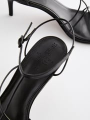 Black Premium Leather Strappy High Heel Sandals - Image 5 of 8