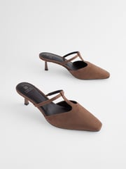 Brown Forever Comfort® Square Toe T-Bar Mules - Image 1 of 5