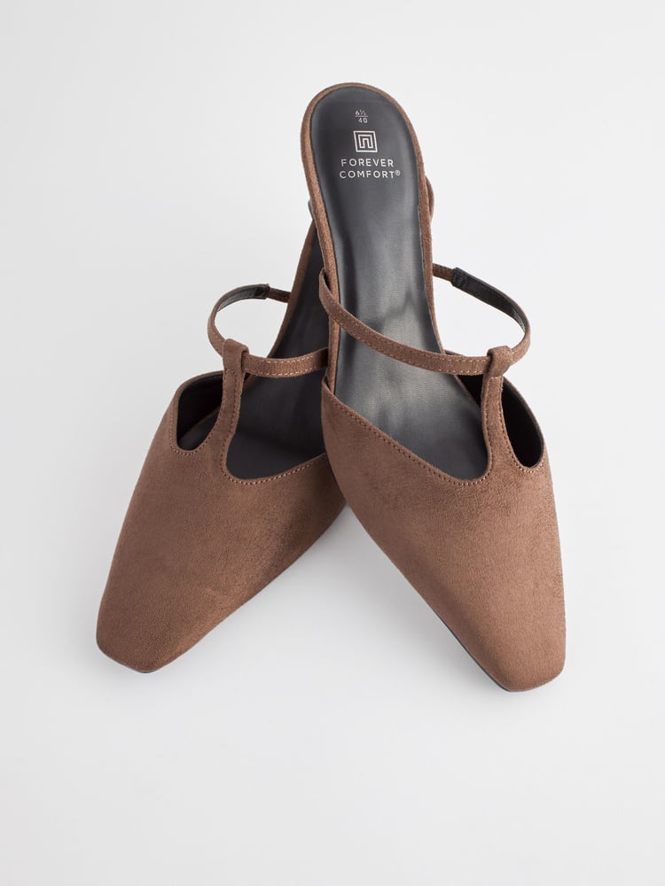 Brown Forever Comfort® Square Toe T-Bar Mules - Image 5 of 5