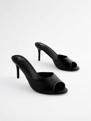 Black Forever Comfort® Peep Toe Heeled Mules - Image 1 of 5
