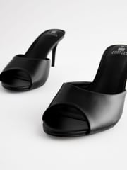 Black Forever Comfort® Peep Toe Heeled Mules - Image 3 of 5