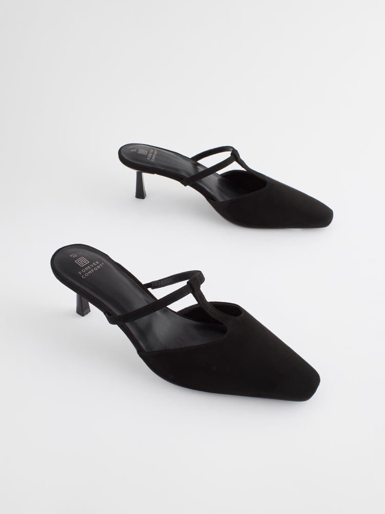 Black Forever Comfort® Square Toe T-Bar Mules - Image 1 of 6