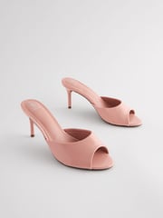 Pink Forever Comfort® Peep Toe Heeled Mules - Image 5 of 9
