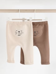 Neutral Baby Animal Print 100% Cotton Leggings 2 Pack (0mths-2yrs) - Image 1 of 13