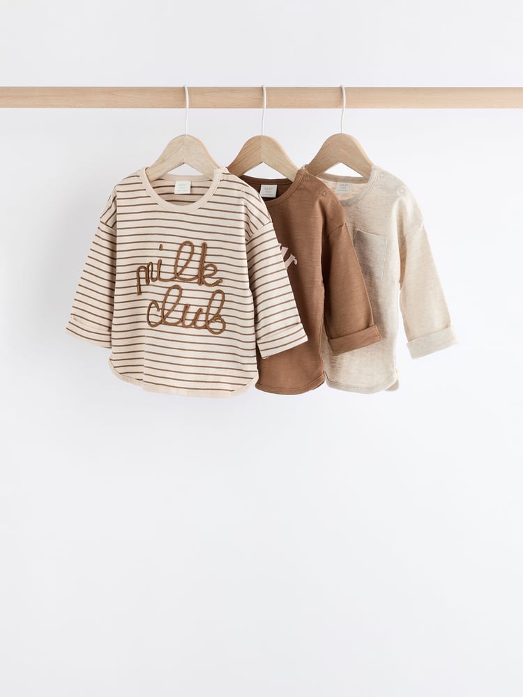 Neutral Milk Club Baby Jersey Long Sleeve T-Shirts 3 Pack (0mths-2yrs) - Image 1 of 14