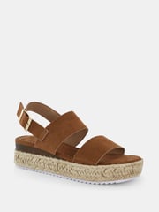 Novo Brown Wide Fit Sadie Espadrille Double Strap Sandals - Image 3 of 6