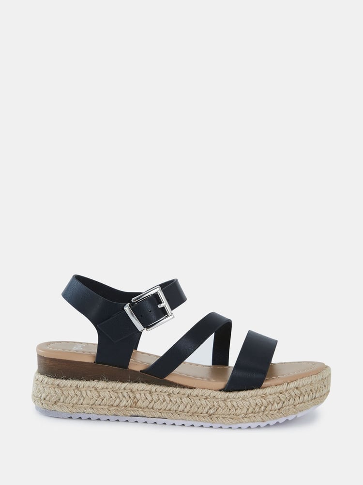 Novo Black Wide Fit SIMBA Espadrille Strappy Sandals - Image 2 of 6 Novo Black Wide Fit SIMBA Espadrille Strappy Sandals - Image 2 of 6