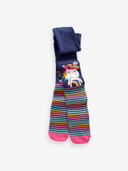 Pink and Navy 3 Pack Cotton Rich Unicorn Tights - Image 4 of 4