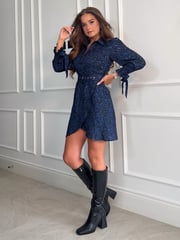 Girl In Mind Blue Light Rachel Belted Mini Dress - Image 3 of 4