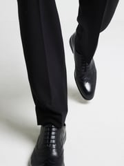 River Island Black Leather Lace Up Brogue Derby Shoes - Image 1 of 6
