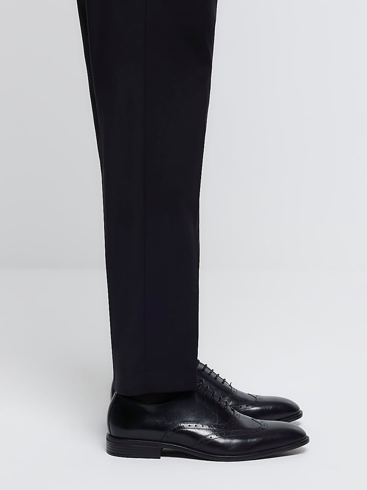 River Island Black Leather Lace Up Brogue Derby Shoes - Image 2 of 6 River Island Black Leather Lace Up Brogue Derby Shoes - Image 2 of 6
