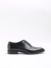 River Island Black Leather Lace Up Brogue Derby Shoes - Image 3 of 6