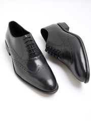 River Island Black Leather Lace Up Brogue Derby Shoes - Image 5 of 6