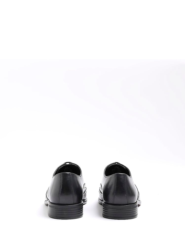 River Island Black Leather Lace Up Brogue Derby Shoes - Image 6 of 6