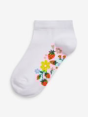 White Floral 5 Pack Cotton Rich Footbed Trainer Socks - Image 2 of 5