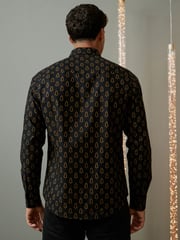 Black/Gold Tree Christmas Printed Long Sleeve Shirt - Image 3 of 9