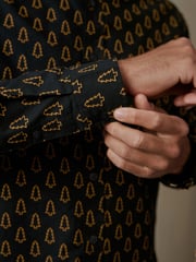 Black/Gold Tree Christmas Printed Long Sleeve Shirt - Image 6 of 9