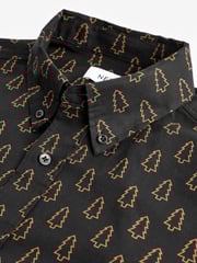 Black/Gold Tree Christmas Printed Long Sleeve Shirt - Image 8 of 9
