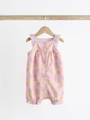 Purple Floral Baby Vest Rompers 3 Pack - Image 4 of 10