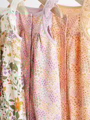 Purple Floral Baby Vest Rompers 3 Pack - Image 6 of 10
