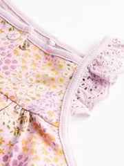 Purple Floral Baby Vest Rompers 3 Pack - Image 9 of 10