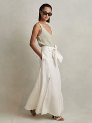 Reiss White Abigail High Rise Linen Maxi Skirt - Image 1 of 6