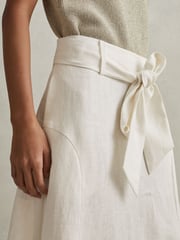Reiss White Abigail High Rise Linen Maxi Skirt - Image 3 of 6