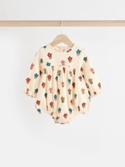 Rust Brown/Cream Flower Print Baby Jersey Bloomer Rompers 2 Pack (0mths-2yrs) - Image 6 of 13