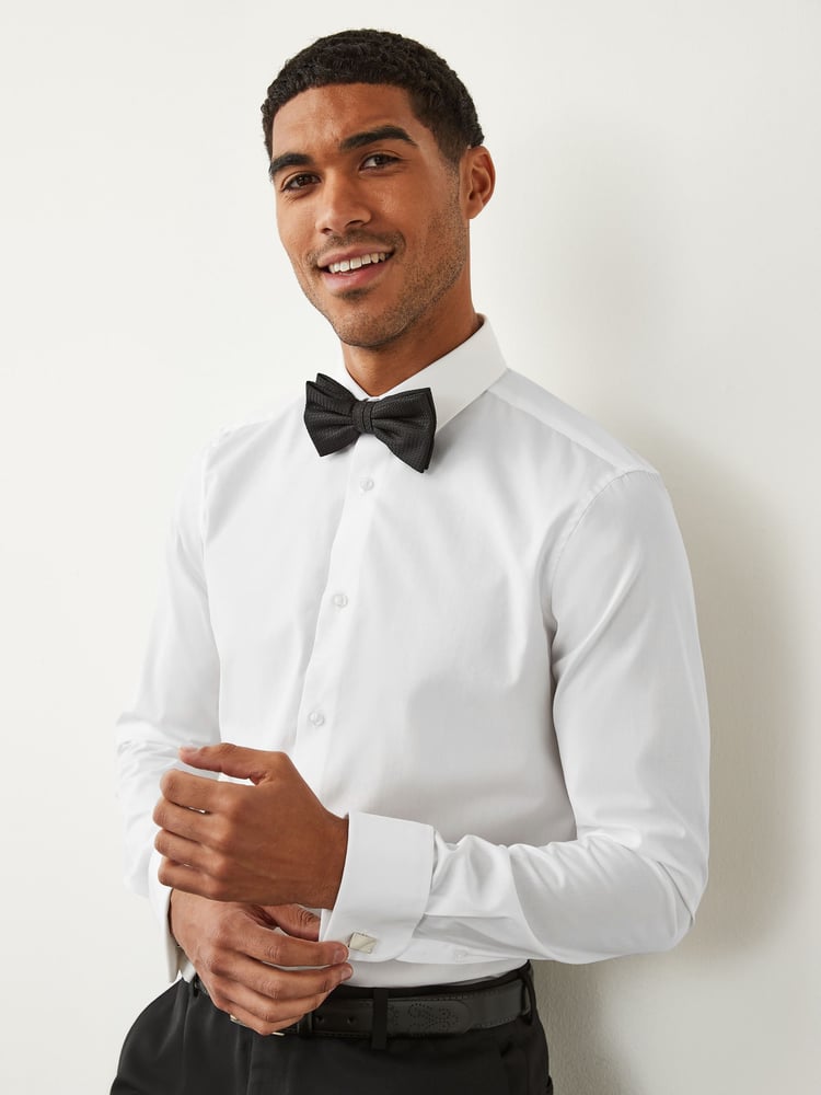 White Slim Fit Double Cuff 100% Cotton Shirt - Image 1 of 7